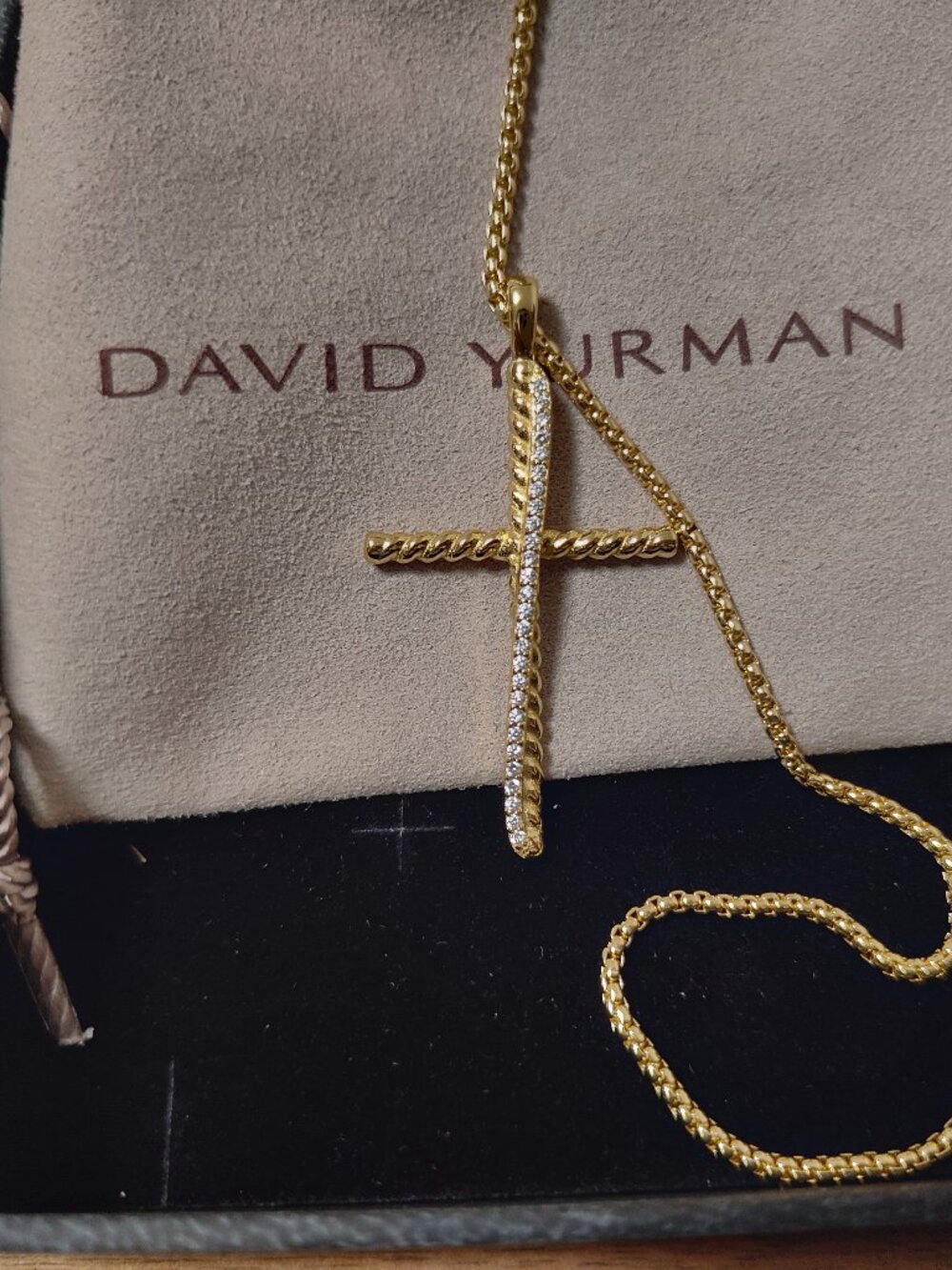 DAVID YURMAN Cable Collection Diamond-Cross Necklace
